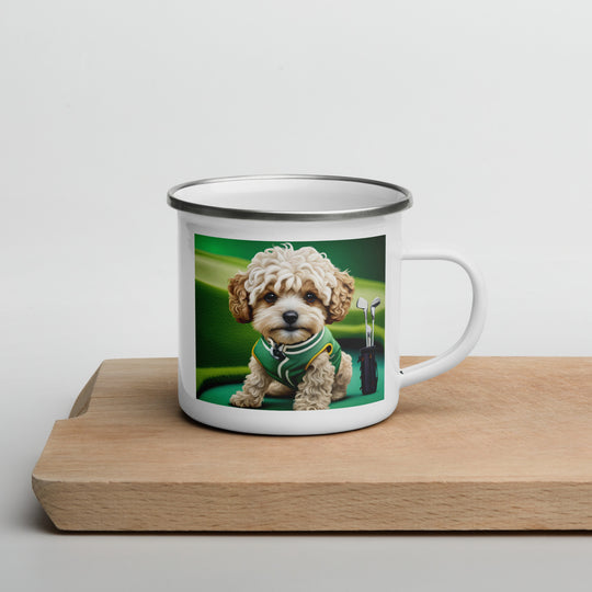 Maltipoo Golfer- Enamel Mug v7