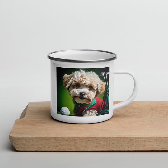 Maltipoo Golfer- Enamel Mug v9