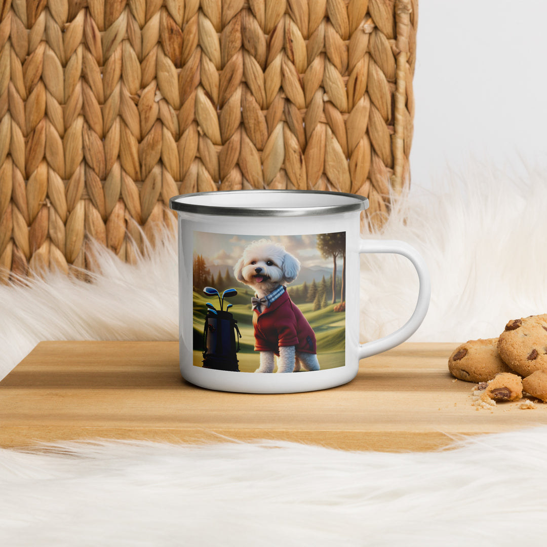 Maltipoo Golfer- Enamel Mug v10