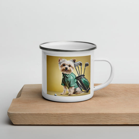Morkie Golfer- Enamel Mug