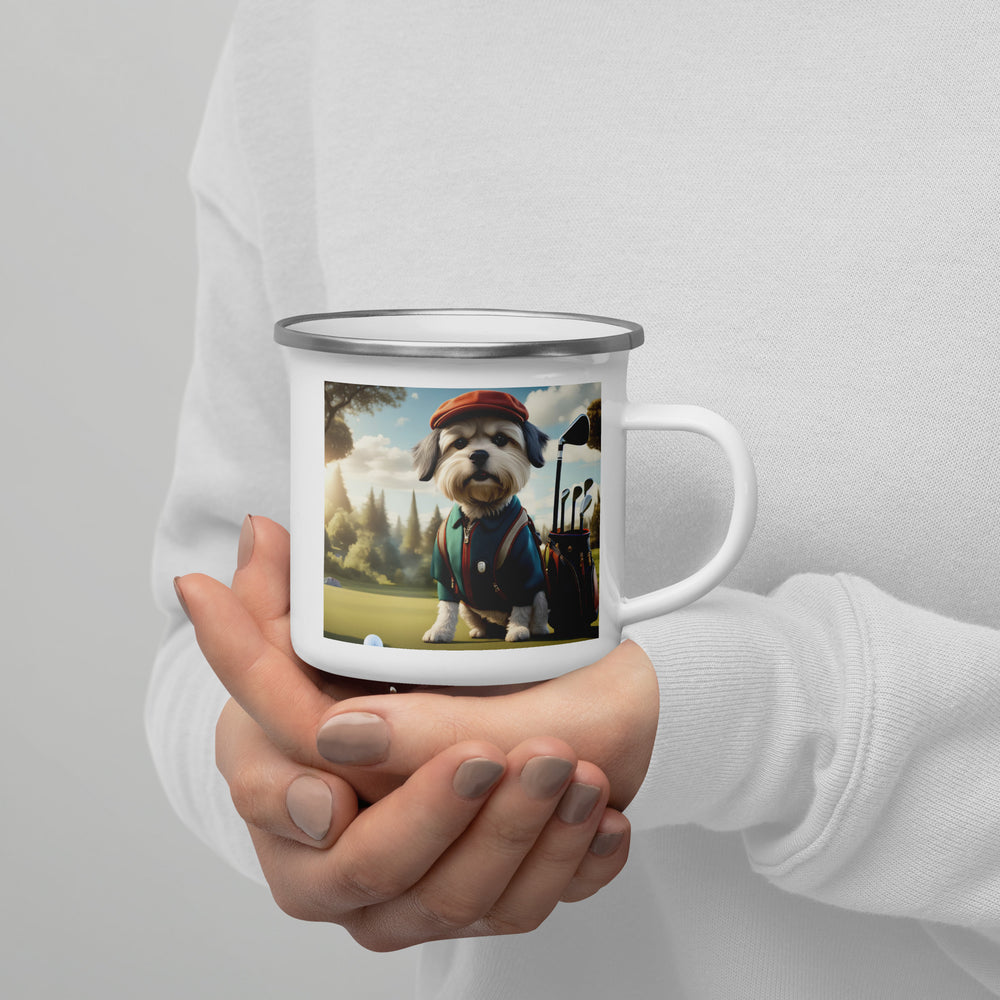 Pekapoo Golfer- Enamel Mug v3