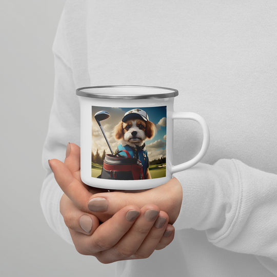 Pekapoo Golfer- Enamel Mug v4