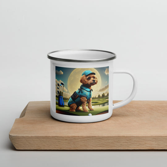 Pekapoo Golfer- Enamel Mug v9