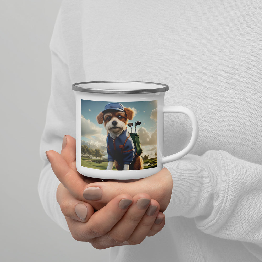 Pekapoo Golfer- Enamel Mug v10