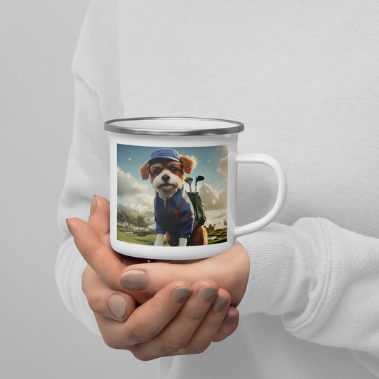 Pekapoo Golfer- Enamel Mug v10