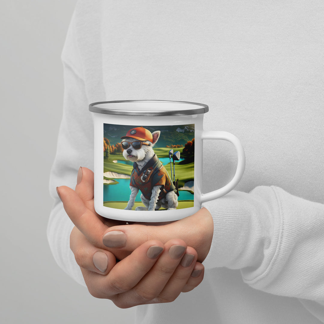 Pekapoo Golfer- Enamel Mug v13