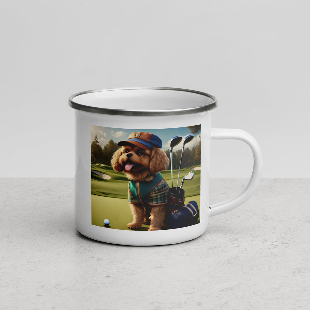 Pekapoo Golfer- Enamel Mug v12