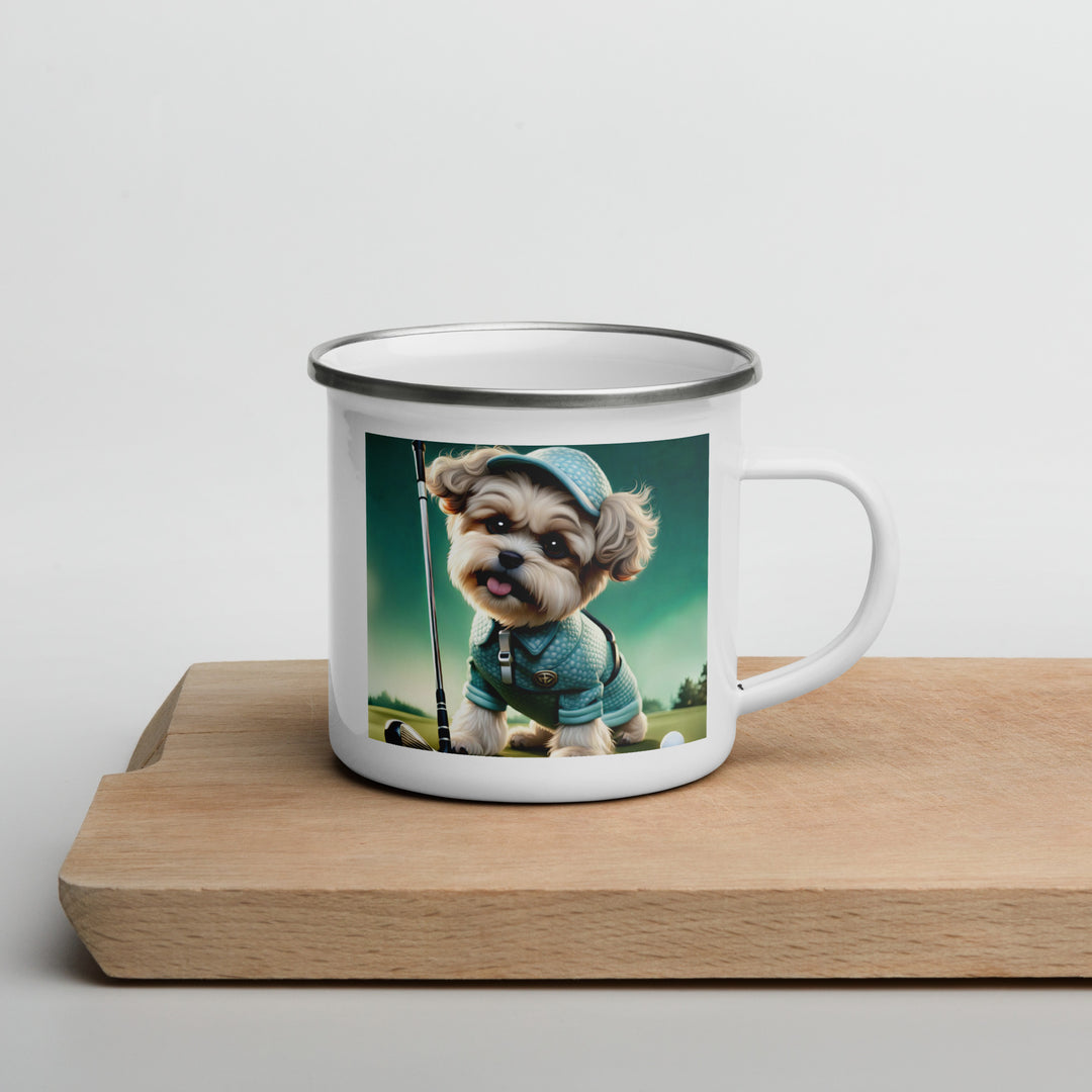 Shih-Poo Golfer- Enamel Mug