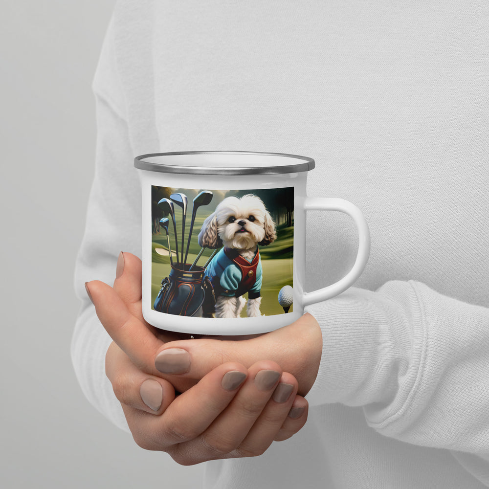 Shih-Poo Golfer- Enamel Mug v2