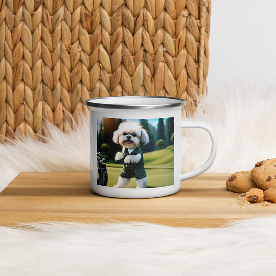 Shih-Poo Golfer- Enamel Mug v3