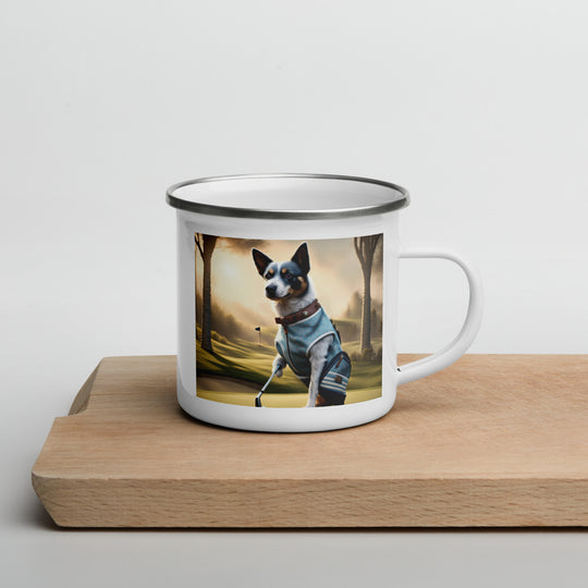 Texas Heeler Golfer- Enamel Mug v2