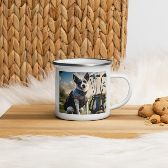 Texas Heeler Golfer- Enamel Mug v4
