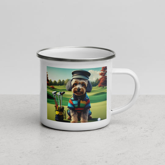 Yorkipoo Golfer- Enamel Mug v5