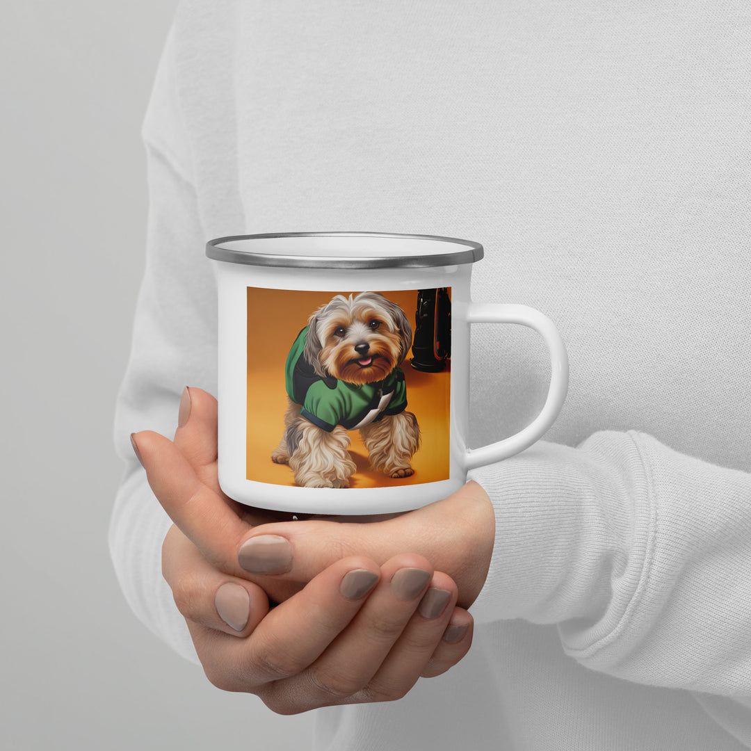 Yorkipoo Golfer- Enamel Mug v11