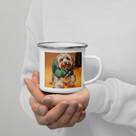 Yorkipoo Golfer- Enamel Mug v11