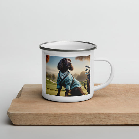 Sprocker Spaniel Golfer- Enamel Mug v3