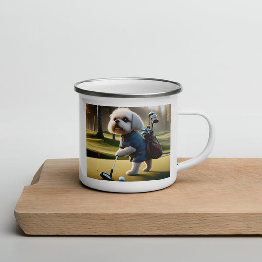 Pugapoo Golfer- Enamel Mug v3