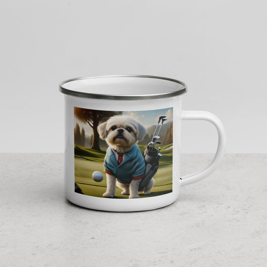 Pugapoo Golfer- Enamel Mug v4