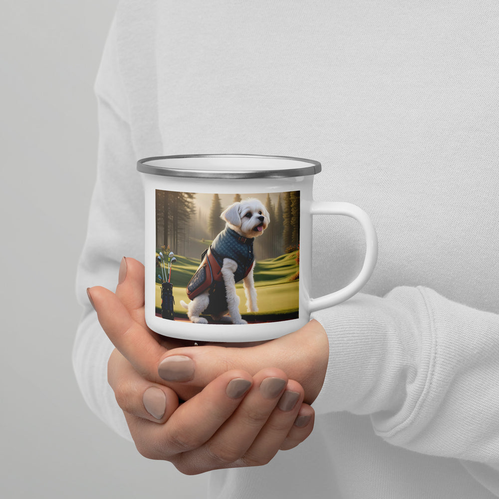 Pugapoo Golfer- Enamel Mug v8