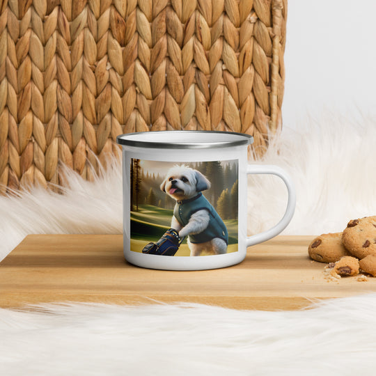 Pugapoo Golfer- Enamel Mug v10