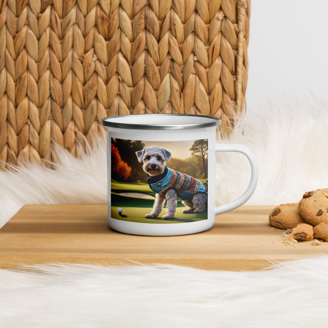 Schnoodle Golfer- Enamel Mug v9