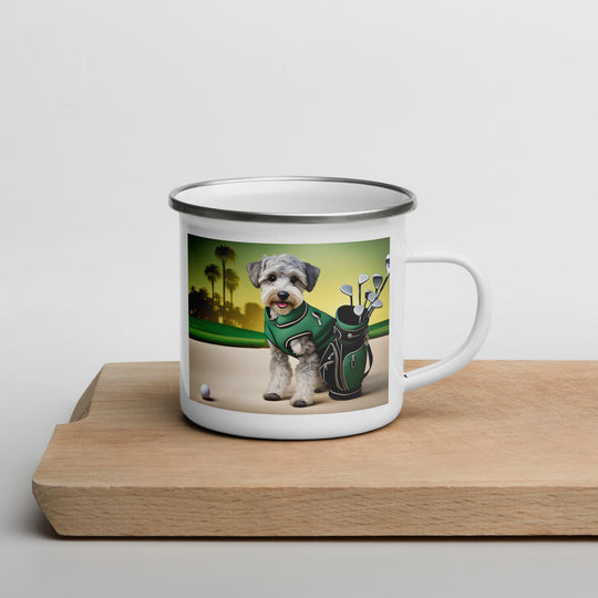 Schnoodle Golfer- Enamel Mug v13