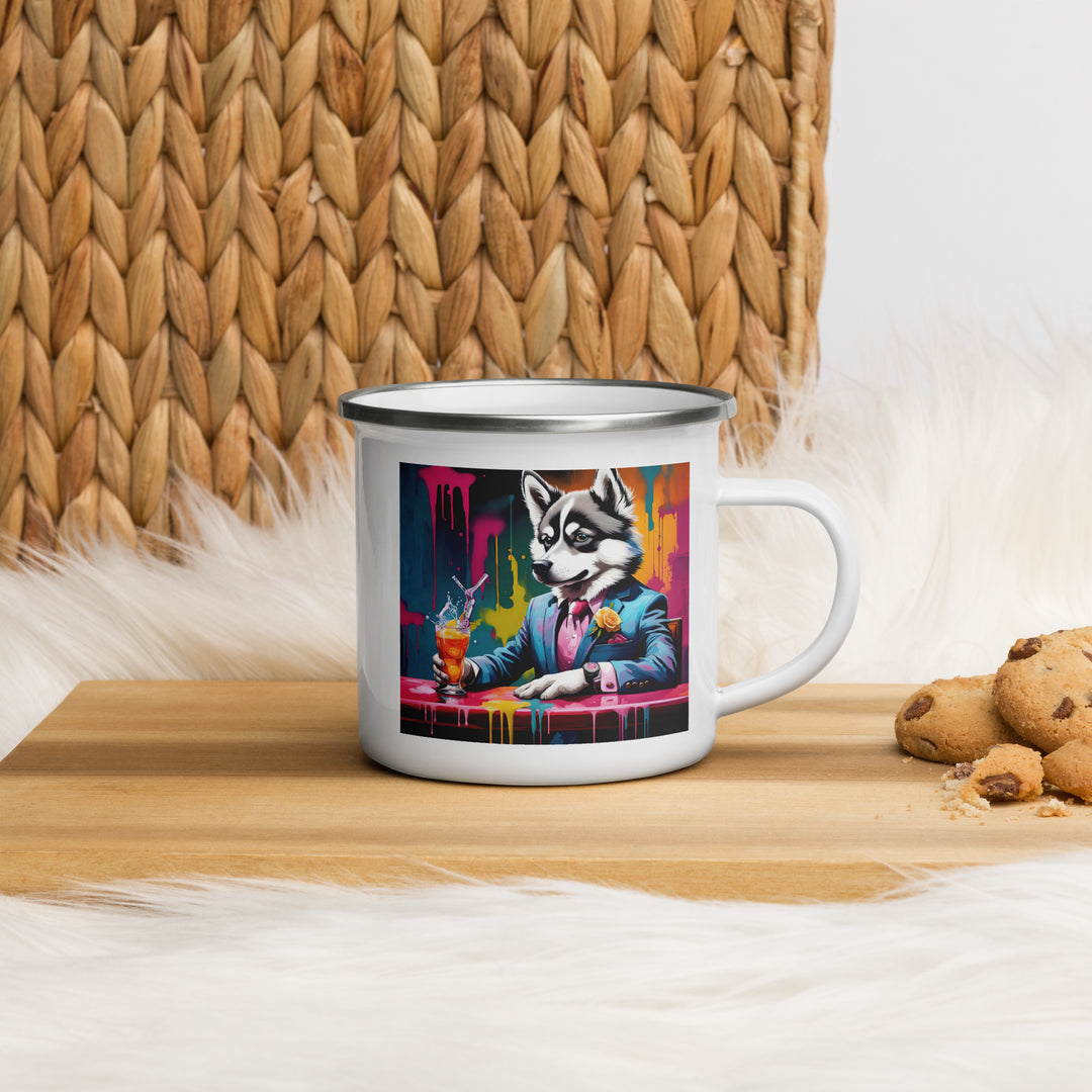 Pomsky General- Enamel Mug v7