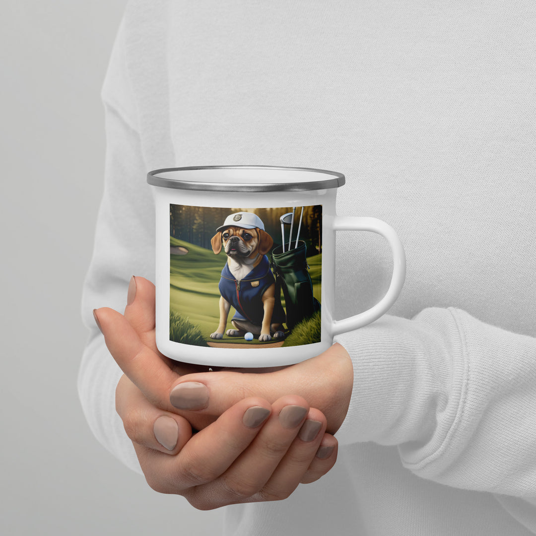 Puggle Golfer- Enamel Mug