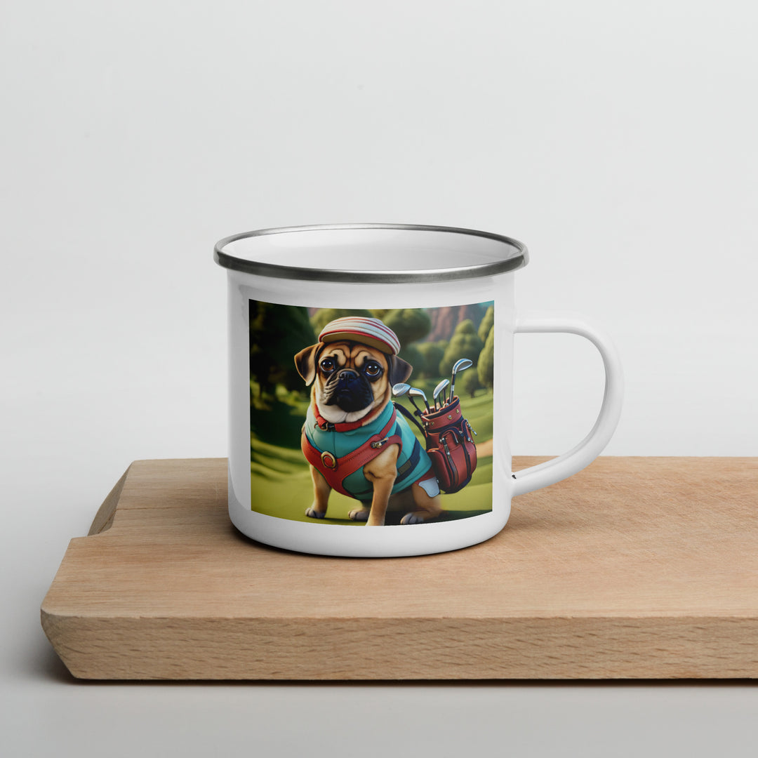 Puggle Golfer- Enamel Mug v5