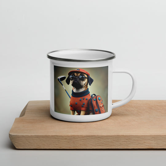 Puggle Golfer- Enamel Mug v4