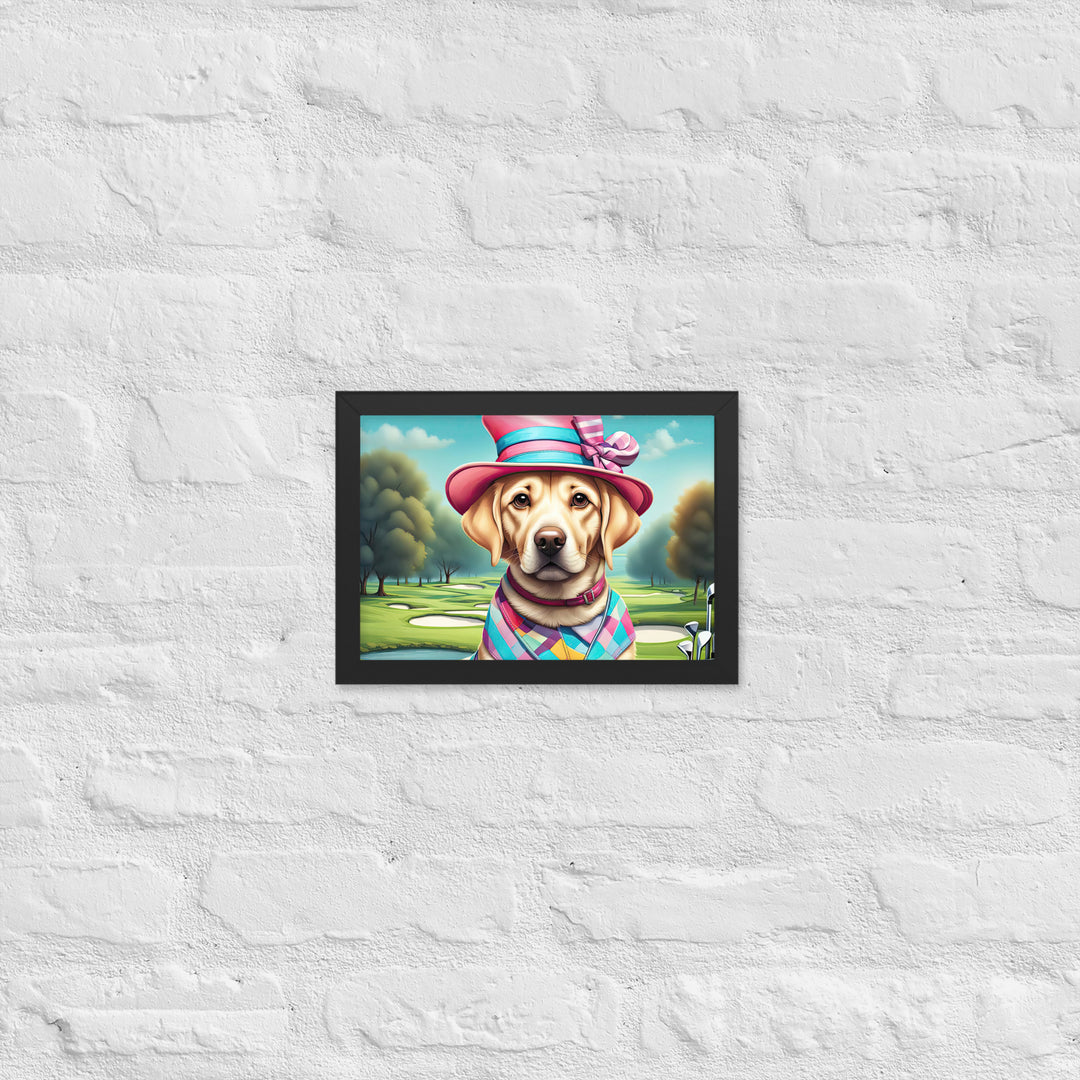 Framed matte paper poster-Labrador Retriever Golfer V9