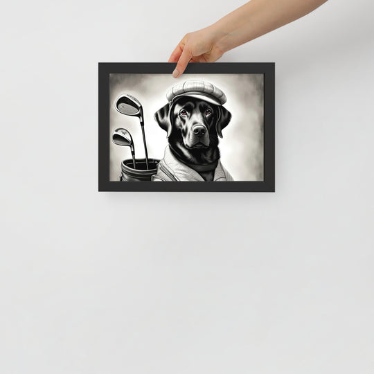 Framed matte paper poster-Labrador Retriever Golfer V11