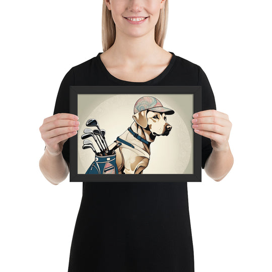 Framed matte paper poster-Labrador Retriever Golfer