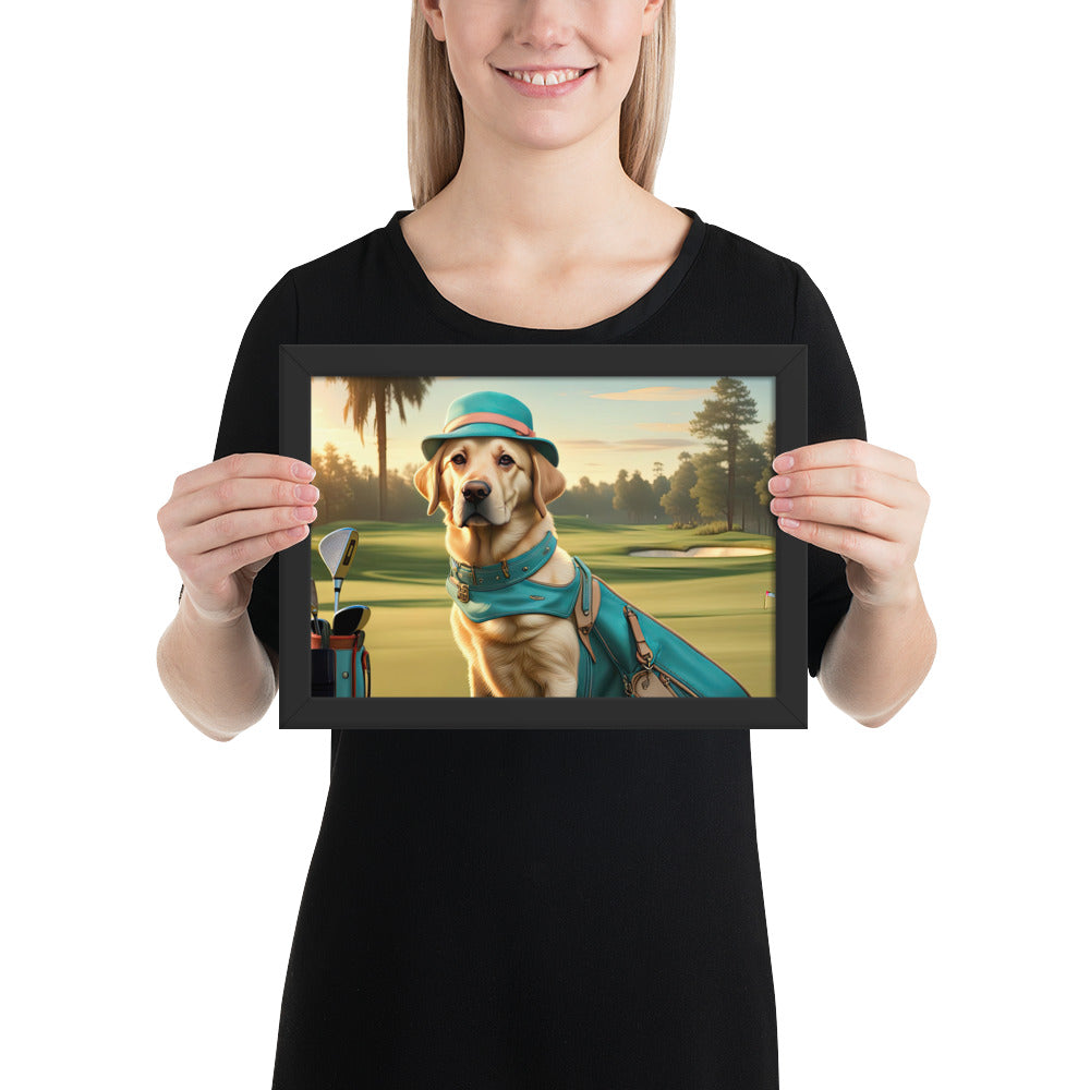 Framed matte paper poster-Labrador Retriever Golfer V12