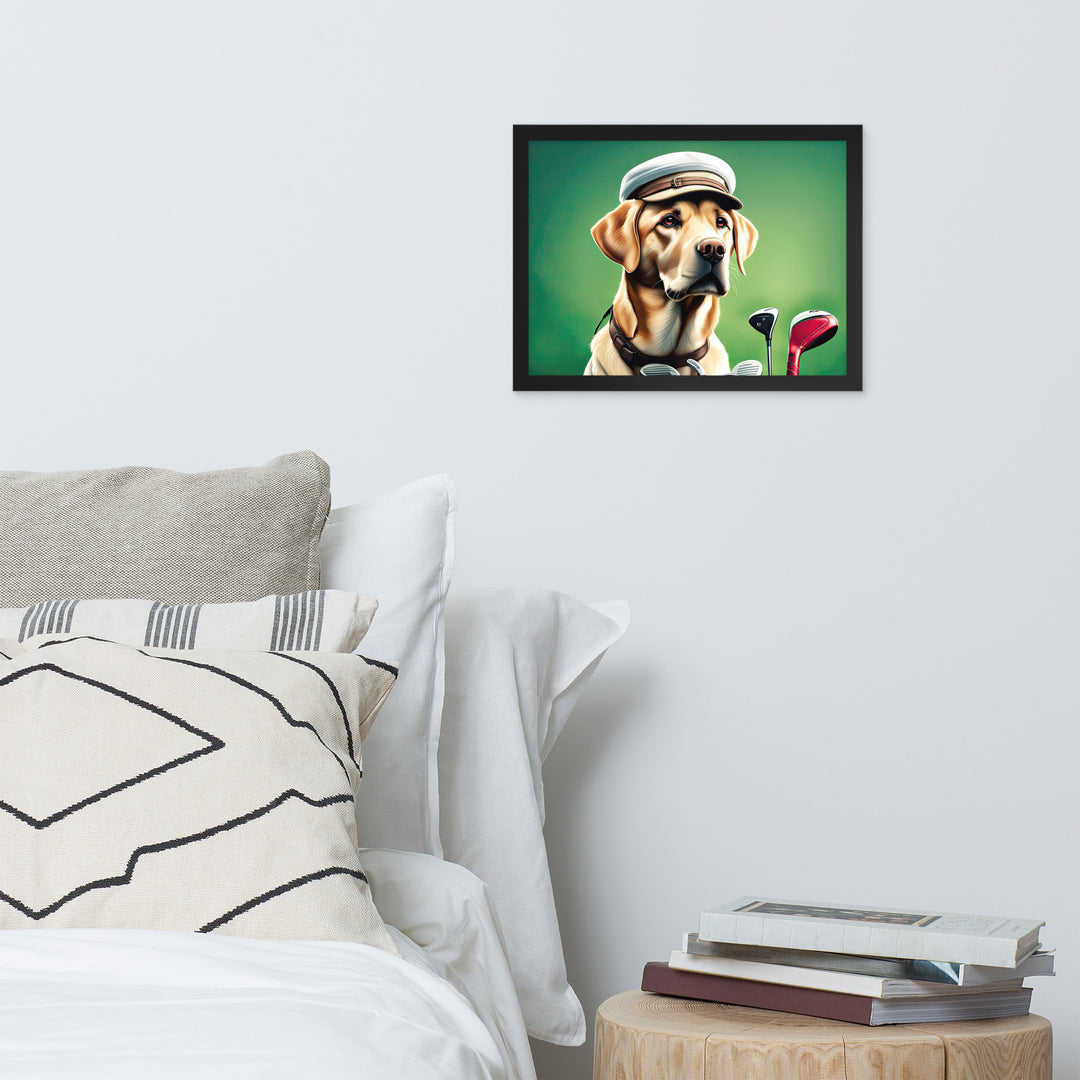 Framed matte paper poster-Labrador Retriever Golfer V3