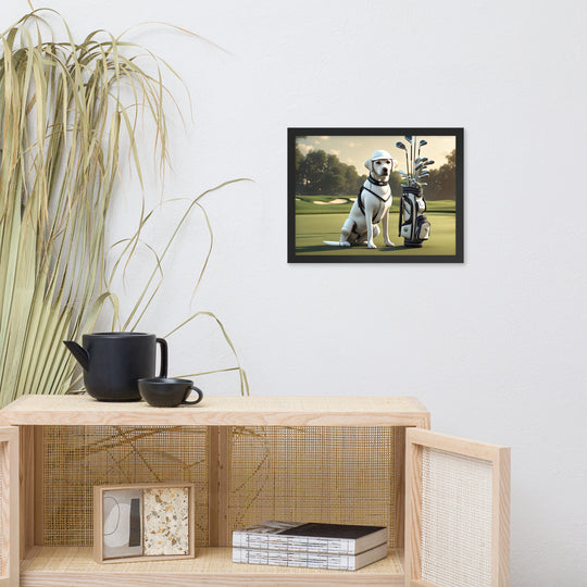 Framed matte paper poster-Labrador Retriever Golfer V6