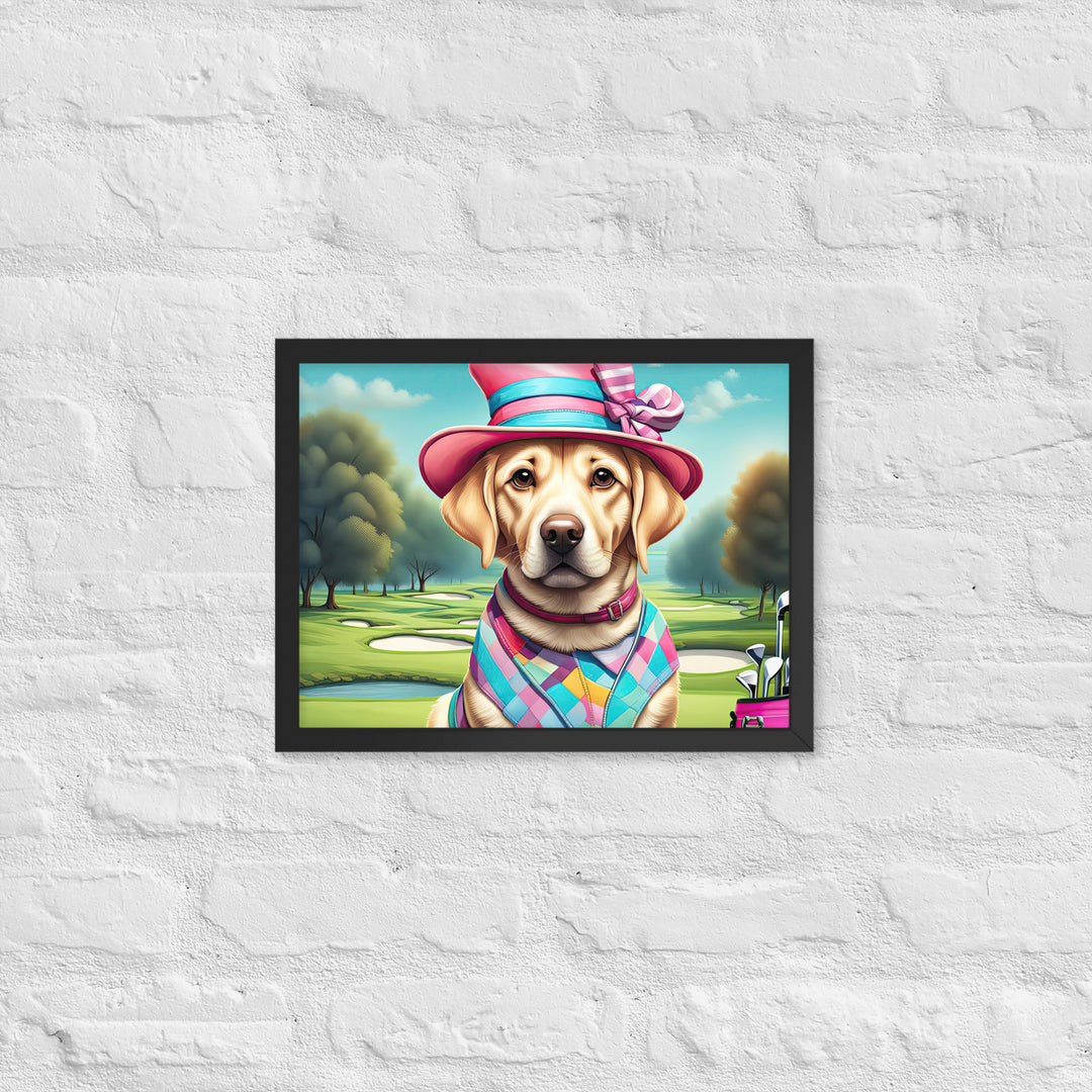 Framed matte paper poster-Labrador Retriever Golfer V9