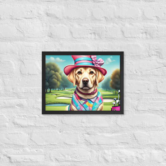 Framed matte paper poster-Labrador Retriever Golfer V9