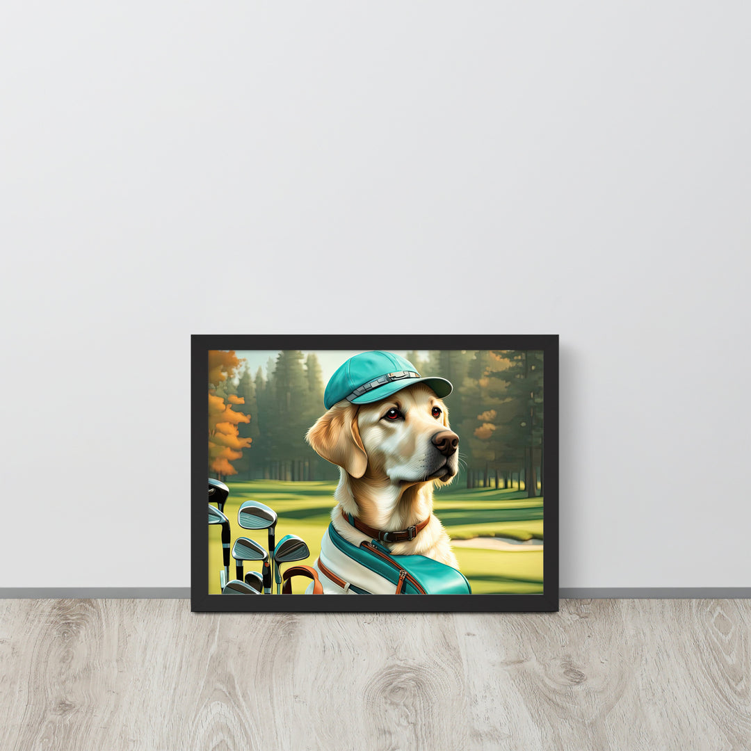 Framed matte paper poster-Labrador Retriever Golfer V10