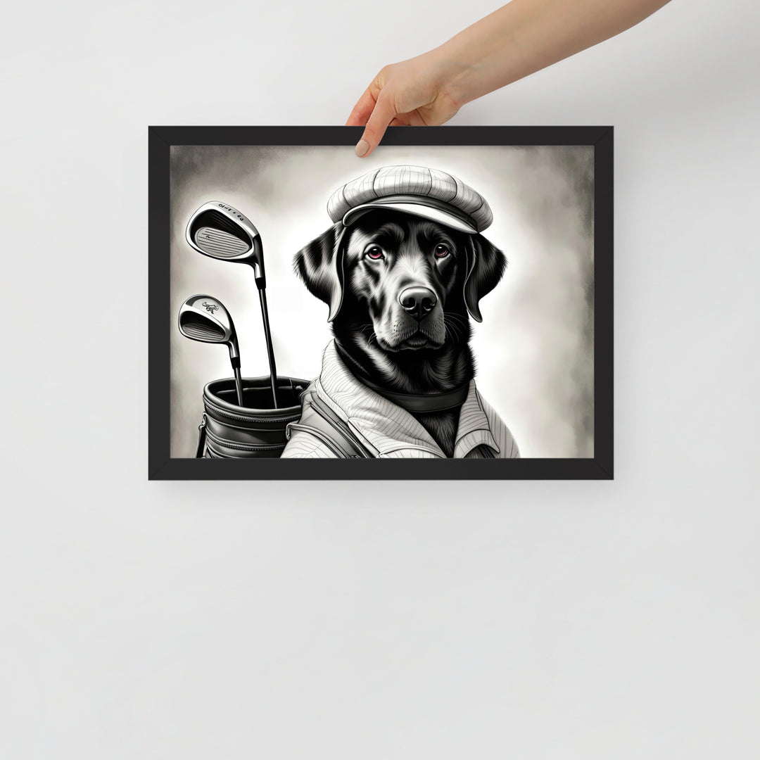 Framed matte paper poster-Labrador Retriever Golfer V11