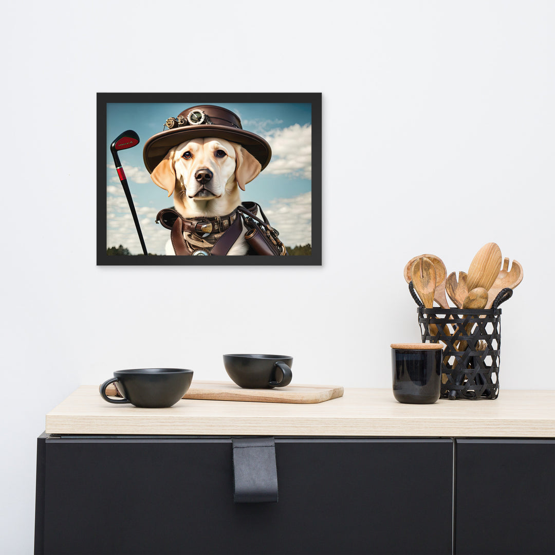 Framed matte paper poster-Labrador Retriever Golfer V20