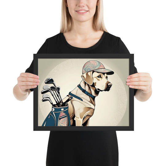 Framed matte paper poster-Labrador Retriever Golfer