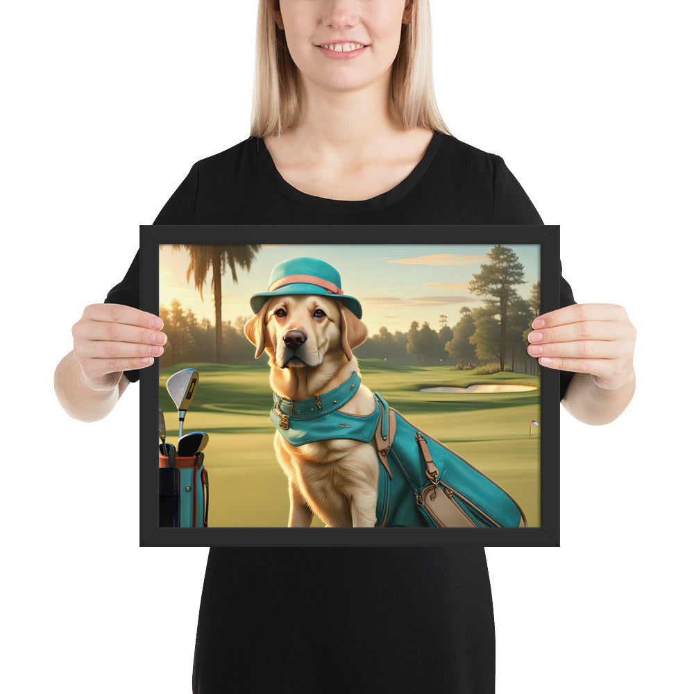 Framed matte paper poster-Labrador Retriever Golfer V12