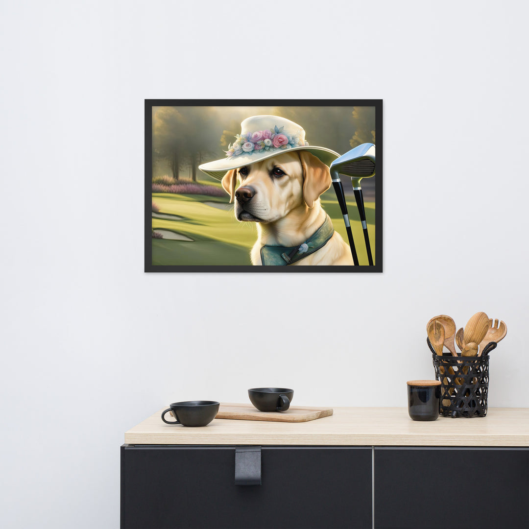 Framed matte paper poster-Labrador Retriever Golfer V5