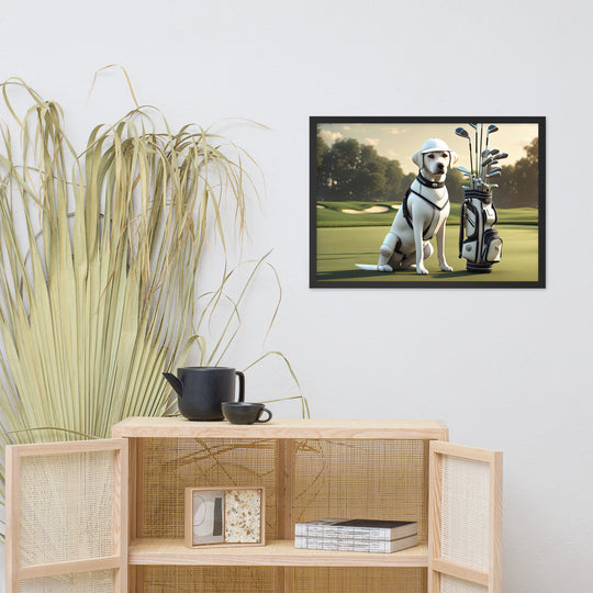 Framed matte paper poster-Labrador Retriever Golfer V6