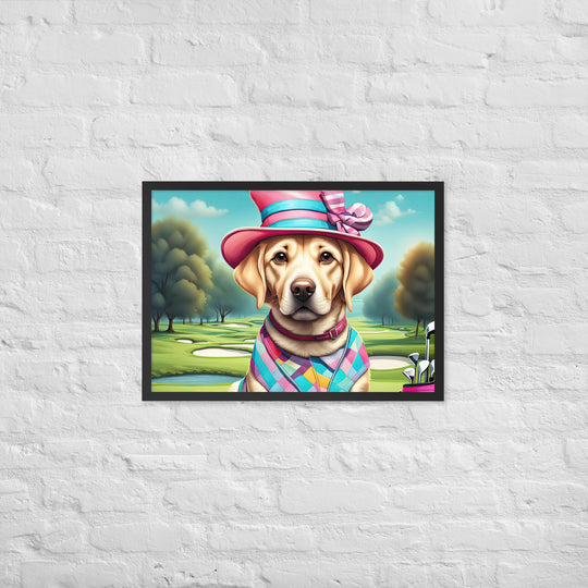 Framed matte paper poster-Labrador Retriever Golfer V9