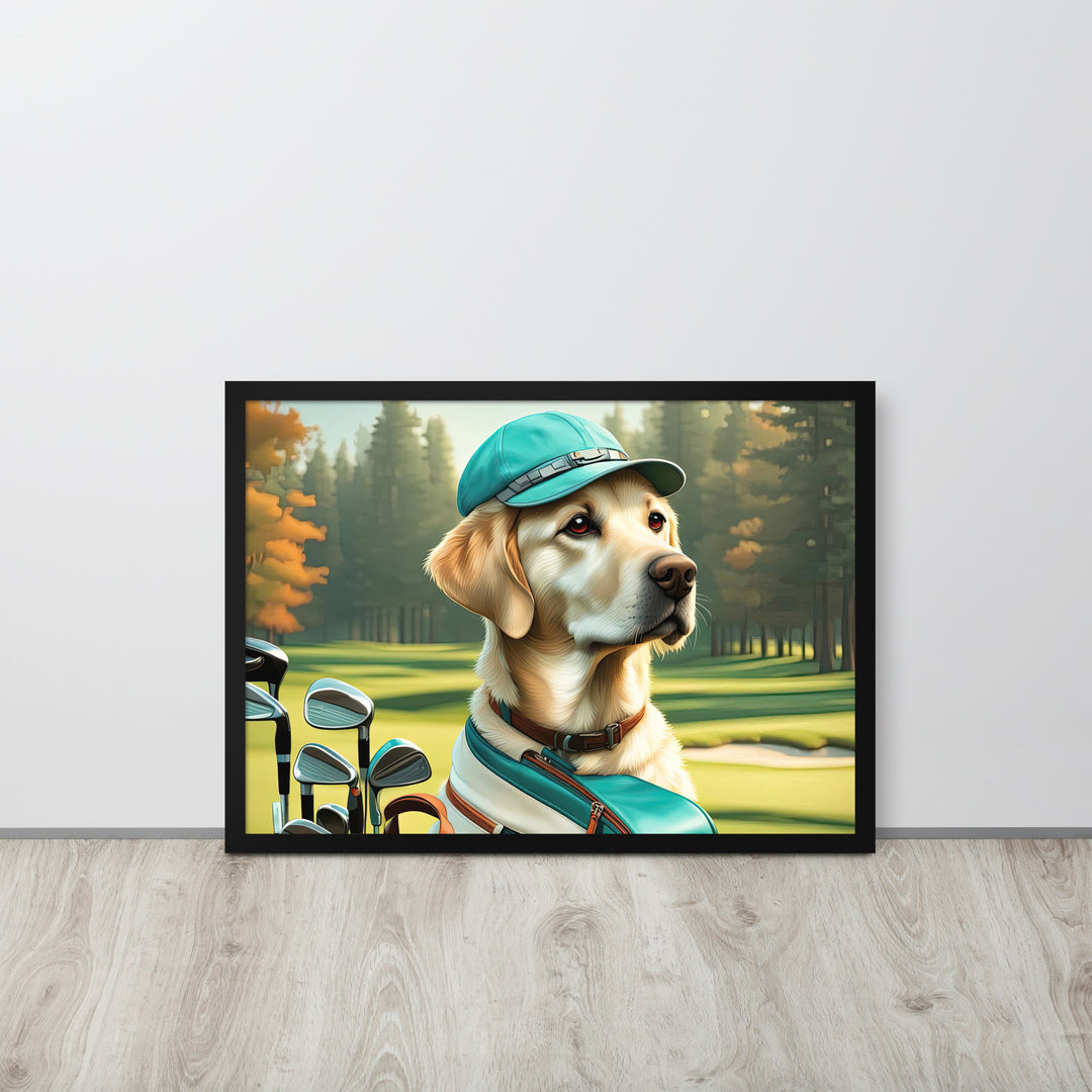 Framed matte paper poster-Labrador Retriever Golfer V10