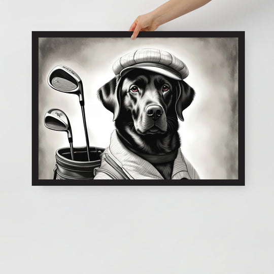 Framed matte paper poster-Labrador Retriever Golfer V11