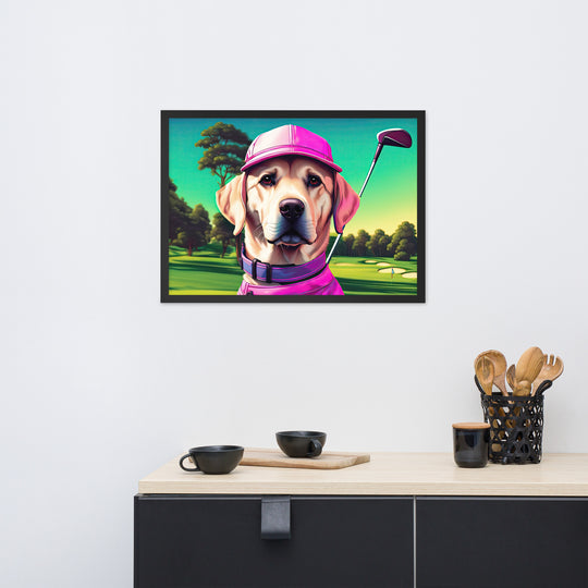 Framed matte paper poster-Labrador Retriever Golfer V16