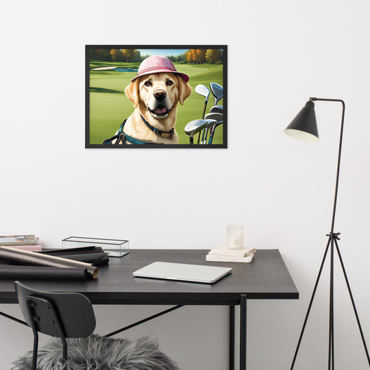 Framed matte paper poster-Labrador Retriever Golfer V19